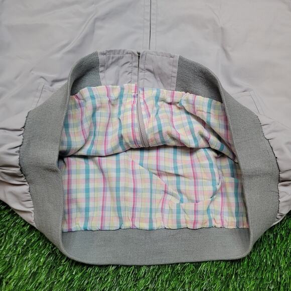 VTG 80s Par Four Golf Jacket Mens XL Tall Gray Pastel Plaid Lined Bomber - Picture 3 of 9